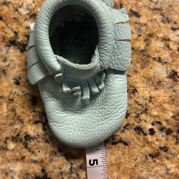 Soft Leather Baby Moccasins - Light Blue - Picture 6 of 7